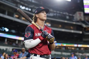 Luke Keaschall standing with bat at Futures game (2024)