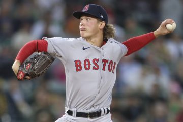 Boston Red Sox starting pitcher Connelly Early throws to an Athletics batter during the first inning of a baseball game as he make his MLB Debut, Tuesday, Sept. 9, 2025, in West Sacramento, Calif.