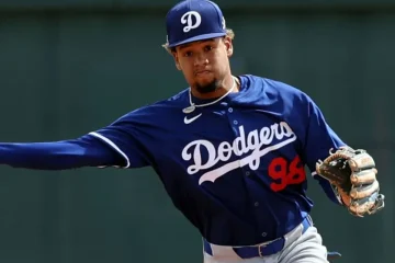 Dodgers prospect Emil Morales throwing a baseball