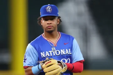 Jeral Perez at the Futures Game wearing the National League jersey