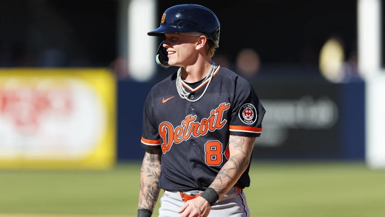 Max Clark looking at dugout after a hit